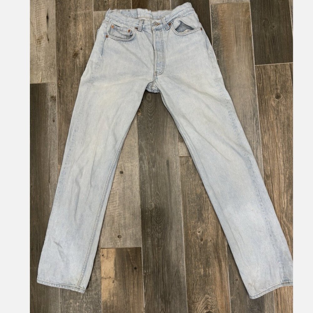 VINTAGE 1988 501 LEVI'S HAND PAINTED FLAG 501 XX Mens (Actual 26x32.5) Jean - Picture 2 of 14